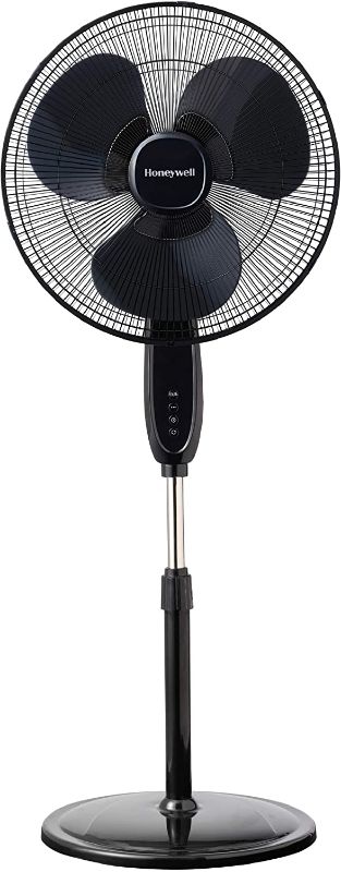 Photo 1 of Honeywell Double Blade 16 Pedestal Fan Black With Remote Control, Oscillation, Auto-Off & 3 Power Settings
