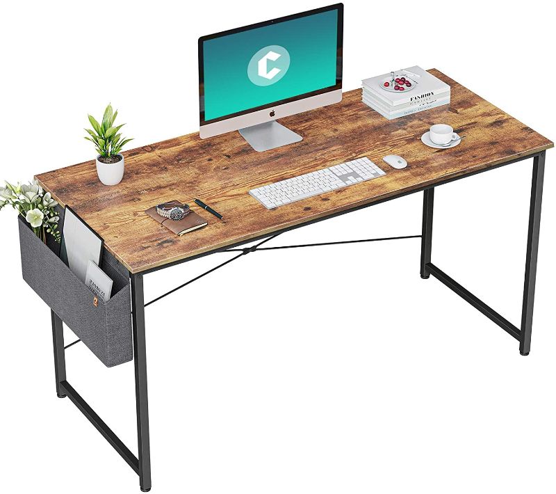 Photo 1 of Wood White Marble Style Computer Desk (Size Unknown)