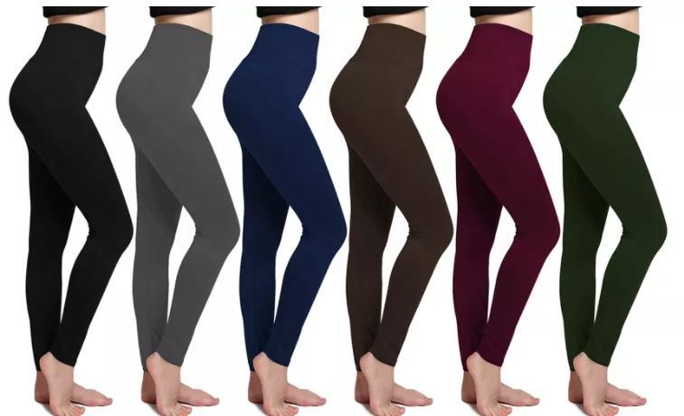 Photo 1 of 6-Pack Women's Cozy Fleece-Lined Seamless Leggings One Size 