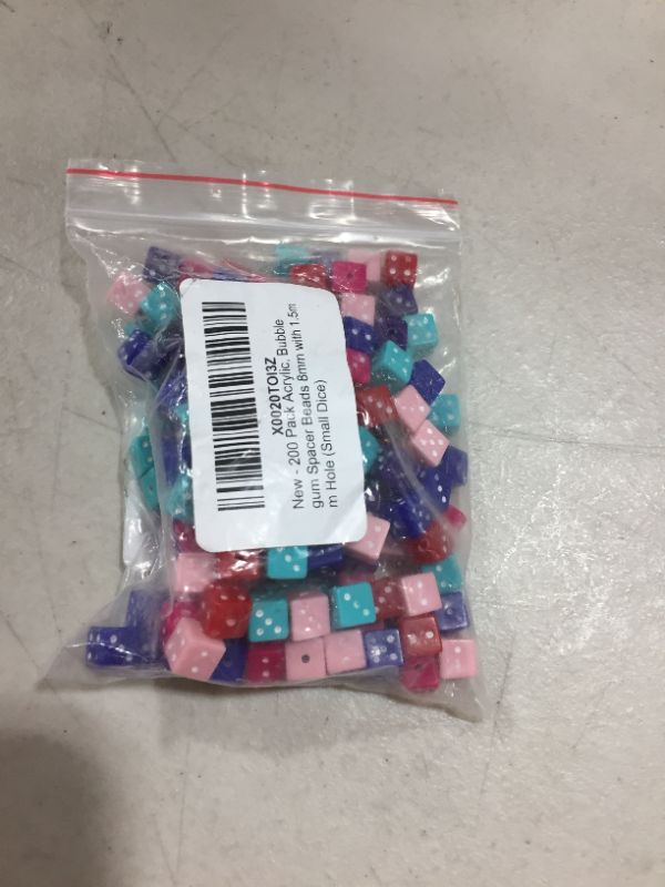 Photo 2 of 200 Pack Acrylic, "Bubblegum" Spacer Beads 8mm with 1.5mm Hole (Small Dice)