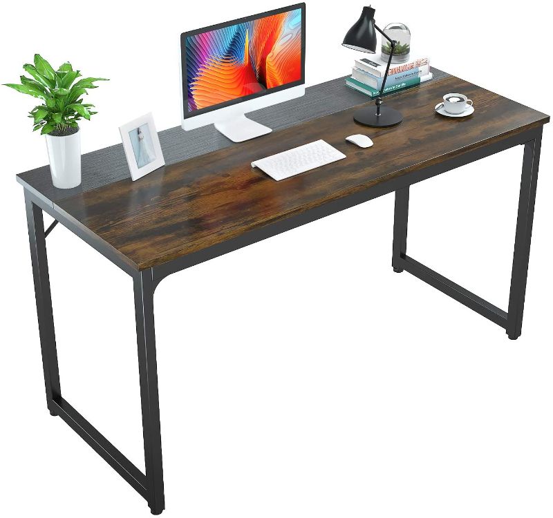 Photo 1 of Foxemart Computer Desk 47 Inch Sturdy Office Table, Modern PC Laptop 47” Writing Study Gaming Desk for Home Office Workstation, Rustic Brown and Black