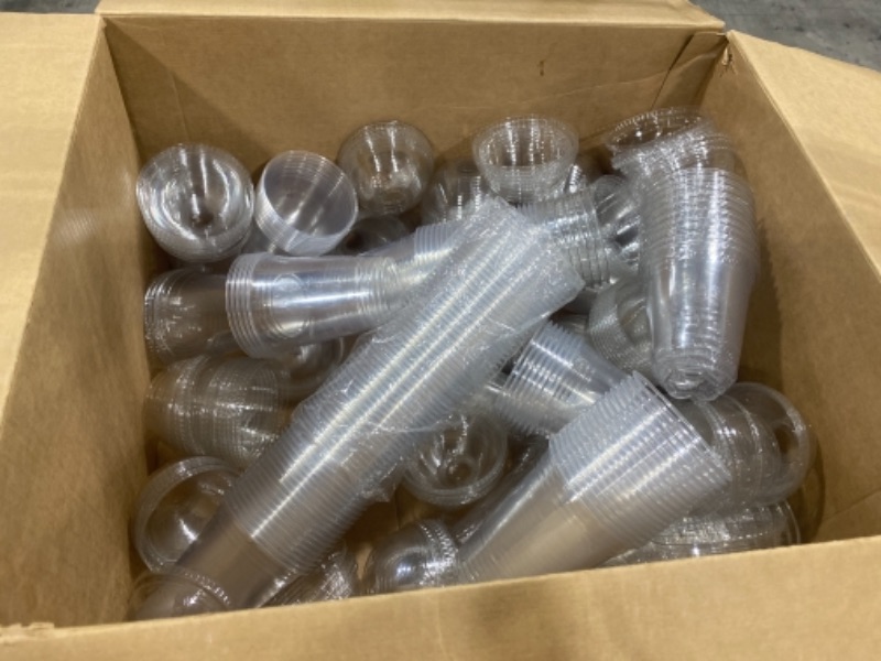 Photo 2 of Clear Plastic cups, 2 variations (one with a lid and one lidless), Pack of 50