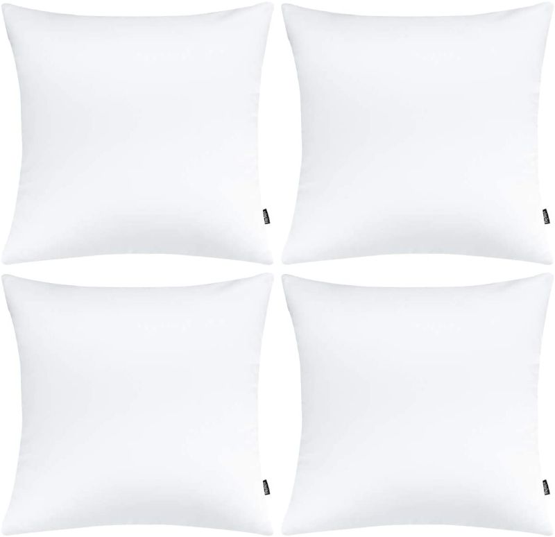 Photo 1 of Faylapa 4 Pack Satin Throw Pillow Cases,White Heavy Silk Satin Decorative Pillow Covers Solid Dyed Soft Pillow Cover Home Decor,20" x 20"(Case ONLY)
