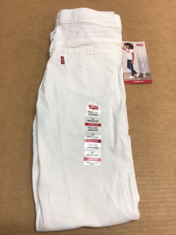Photo 1 of GIRLS LEVI'S PULL ON JEGGINGS-STRETCH-LEVI'S FLEX STRETCH- WHITE- SIZE 12 REG. SUPER SKINNY FROM HIP TO ANKLE