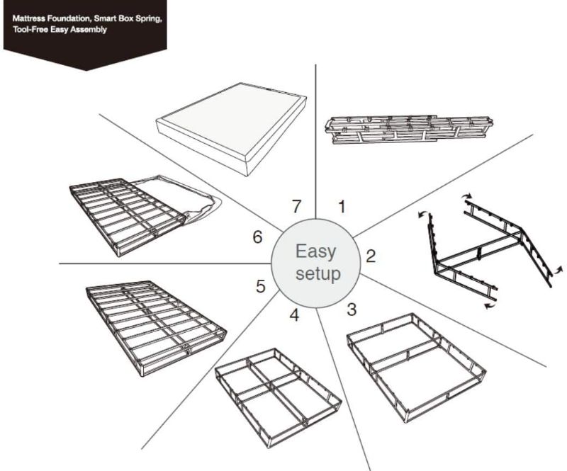 Photo 2 of Amazon Basics Smart Box Spring Bed Base, 5-Inch Mattress Foundation - King Size, Tool-Free Easy Assembly
