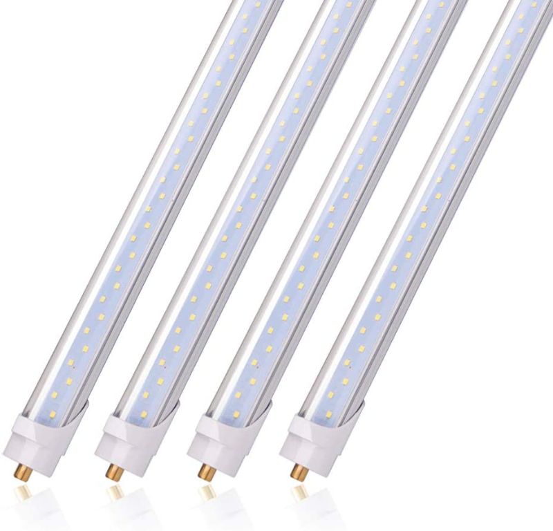 Photo 1 of Barrina 8 Foot LED Bulbs, 44W 5500lm 6500K, Super Bright, T8 T10 T12 LED Tube Lights, FA8 Single Pin LED Lights , Clear Cover, 8 Foot LED Bulbs to Replace Fluorescent Light Bulbs(Pack of 4)
