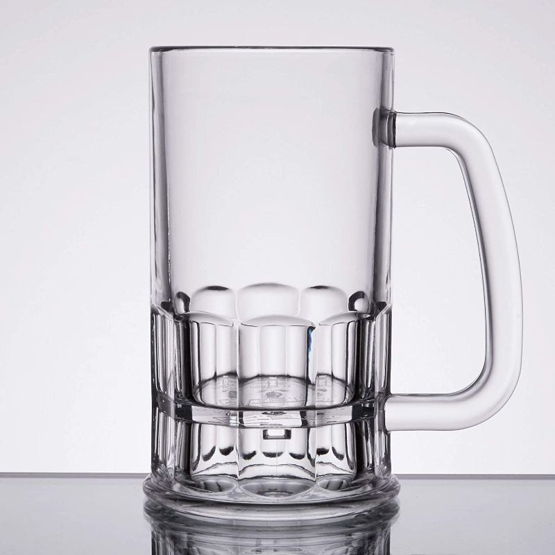 Photo 2 of GET Shatter-Resistant Plastic Beer Mug - Stein, 12 Ounce, BPA Free , 00084-1-SAN-CL-EC (Set of 12)
