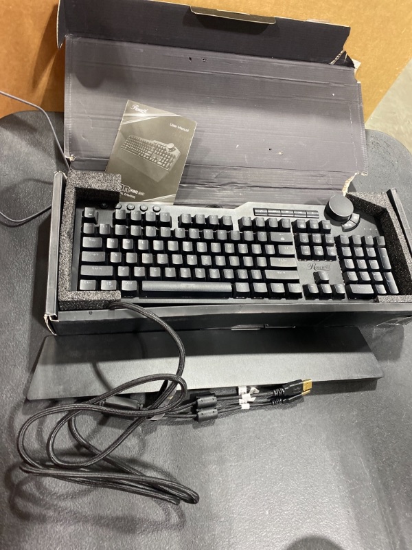 Photo 1 of Rosewill Mechanical Gaming Keyboard, 15 RGB Backlit Modes, 2-Port USB Passthrough, Media Keys and Multifunctional Volume Dial, Magnetic Wrist Rest, Tactile Brown Switches - NEON K90 RGB BR, Black
