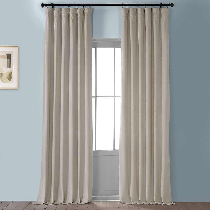 Photo 1 of HPD Half Price Drapes VPYC-P Heritage Plush Velvet Curtain (1 Panel), 50 X 96, Light Beige
