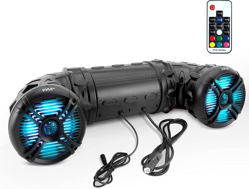 Photo 1 of Pyle Marine ATV Powered Speakers - 4.0 Wireless Bluetooth, 800 Watt, Color Changing LED Lights, IP44 Waterproof, 6.5“ Dual Audio Sound System for UTV, Golf Carts, Jetski and Snowmobile - PLATV65BT.5(PARTS ONLY)
