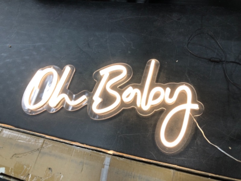 Photo 2 of DIVATLA Neon Sign Oh Baby for Baby Shower Decorations, Wedding decor, Backdrop, Photo Prop, Gender Reveal & First Birthday Favors,Size- 23.5X 11.8 inches Warm white.(Power Adapter included)
