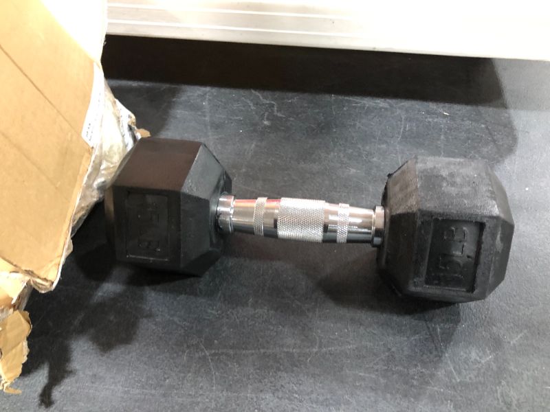 Photo 2 of Sporzon! Rubber Encased Hex Dumbbell Single, 15 LBS