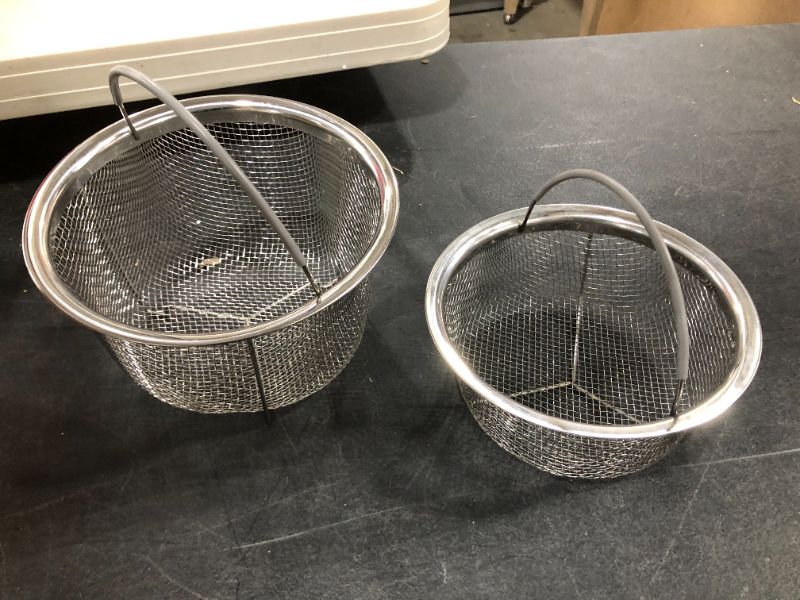 Photo 1 of 2 PCS METAL MESH BASKETS WITH HANDLE, FRYING, STRAINER