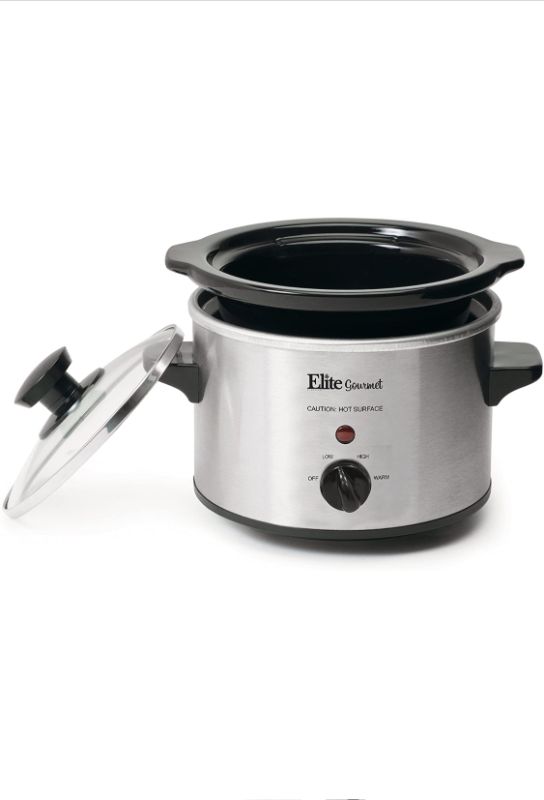 Photo 1 of MaxiMatic Electric Slow Cooker Adjustable Temp Entrees Sauces Stews  Dips Dishwasher Glass Lid  Ceramic Pot 15Qt Capacity 15 Quart Silver