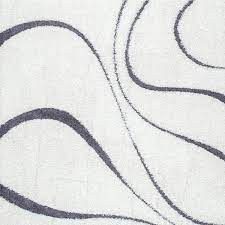 Photo 1 of Carolyn Contemporary Curves Shag White 3 ft. x 8 ft. Runner
