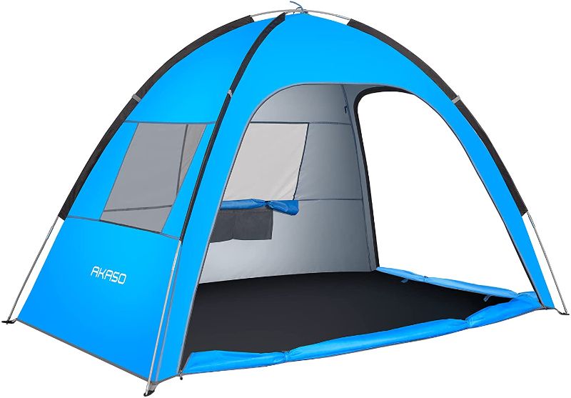 Photo 1 of AKASO Beach Tent, UV Sun Shelter Lightweight Beach Sun Shade Canopy Cabana Beach Tents Fit 3-4 Person…

