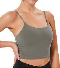 Photo 1 of Lavento Women's Longline Sports Bra Yoga Cami Tank Top, Olive Green, Size M/6