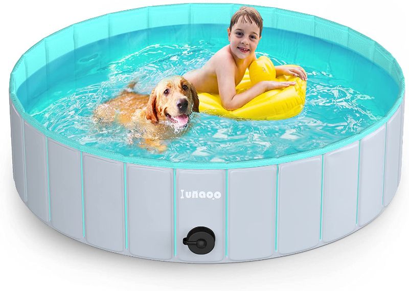 Photo 1 of lunaoo Foldable Dog Pool - Portable Kiddie Pool for Kids, PVC Bathing Tub, Outdoor Swimming Pool for Large Small Dogs 47 X 12 INCHES
