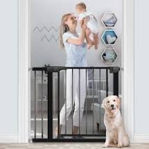 Photo 1 of RONBEI Baby Gate for Stairs and Doorways 35 378 2953 3228 Auto Close Indoor Child Gates for KidsDogs Easy Walk Thru Safety Gate with 55 Extension4 Mounting Kit 1 WrenchBlack