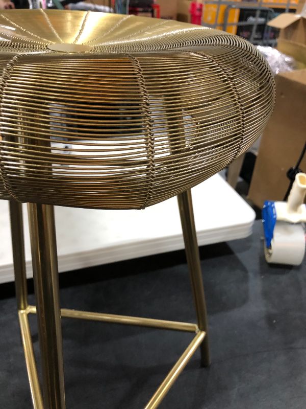 Photo 3 of Addison Wire Weaved Contemporary Counter Height Barstool Gold - Safavieh