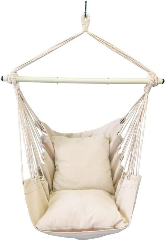 Photo 1 of Highwild Hammock Chair Hanging Rope Swing - Max 500 Lbs - 2 Cushions Included - Steel Spreader Bar with Anti-Slip Rings - for Any Indoor or Outdoor Spaces...
