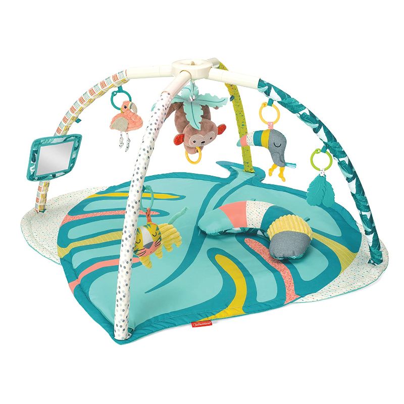 Photo 1 of Infantino 4-in-1 Deluxe Twist & Fold Activity Gym & Play Mat, Tropical - Includes linkable Toys, Musical Monkey, Mirror and Bolster Pillow, for Newborns, Babies and Toddlers
