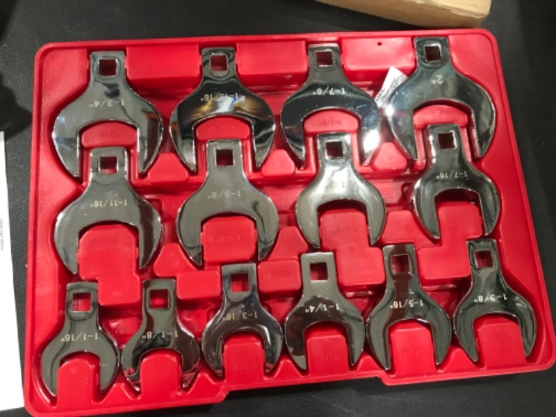 Photo 2 of 14-Piece Premium 1/2" Drive Jumbo Crowfoot Wrench Set | Include Standard SAE Sizes from 1-1/16" to 2" with Storage Tray | Chrome Vanadium Steel and Mirror Chrome Finish
