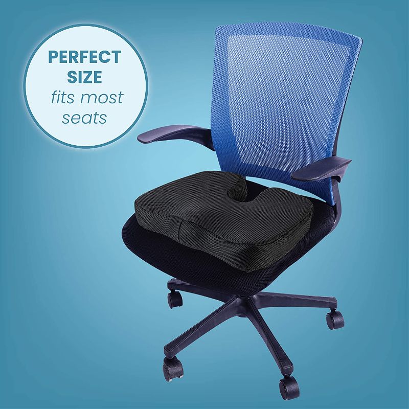 Photo 2 of Healthy Spirit Gel Enhanced Seat Cushion | | Memory Foam and Gel Seat Cushion Office Chair Car Seat Cushion Coccyx, Black
