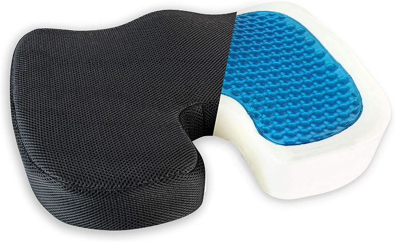 Photo 1 of Healthy Spirit Gel Enhanced Seat Cushion | | Memory Foam and Gel Seat Cushion Office Chair Car Seat Cushion Coccyx, Black
