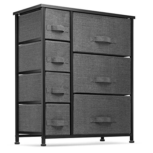 Photo 1 of 7 Drawers Dresser - Furniture Storage Tower Unit for Bedroom, Hallway, Closet, Office Organization - Steel Frame, Wood Top, Easy Pull Fabric Bins Black/Charcoal