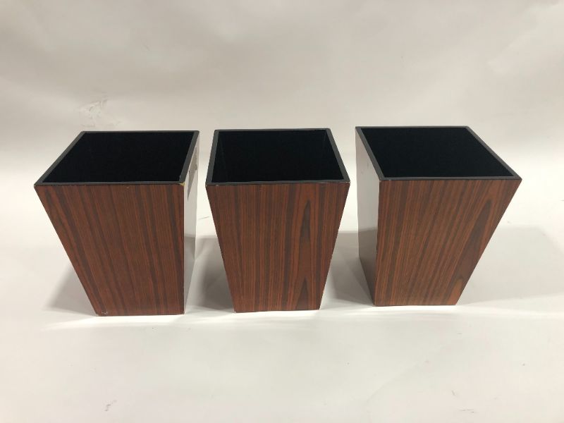 Photo 2 of 3 PACK DARK WOOD TRASH CAN 12H x 9W INCHES