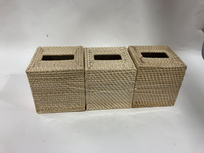 Photo 1 of Woven Beige Tissue Boxes 3 PACK