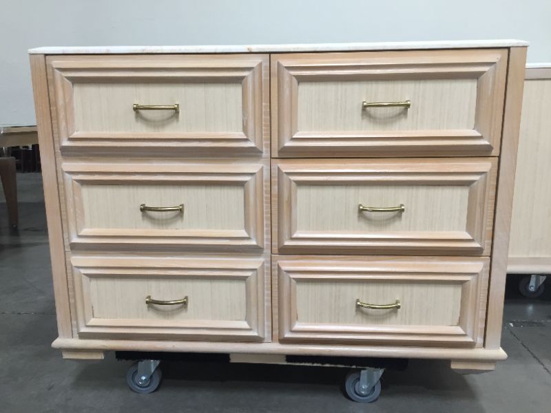 Photo 2 of 3 DRAWER WOODEN DRESSER H33 INCH W47 INCH L25 INCH DRESSER WITH MINI FRIDGE STORAGE ** CHIPPED CORNER**