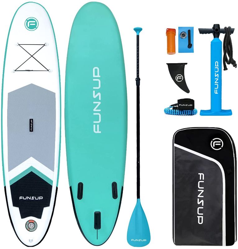 Photo 1 of FUNSUP Funny Y1/Y2 Inflatable Standup Paddleboard, Portable and Stable Touring Paddle Board, Leisure & Yoga SUP Board, 10’ Long x 30" Wide x 6" Thick with iSUP Accessories 