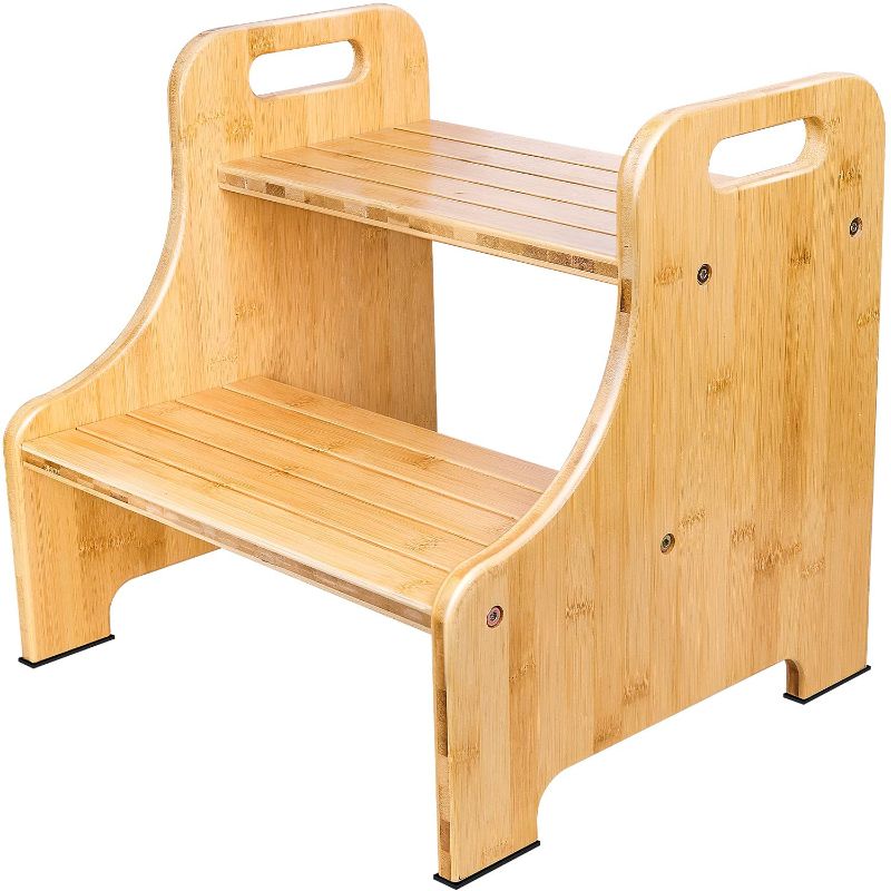 Photo 1 of biukpci Step Stool for Adults Kids with Non-Slip Step Pads Wooden Self-Assembly