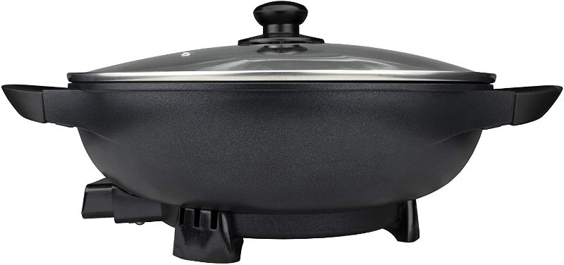 Photo 1 of Brentwood Appliances SK-69BK 13-Inch Non-Stick Flat-Bottom Electric Wok Skillet with Vented Glass Lid Other Kitchen Appliances, Normal, Black
