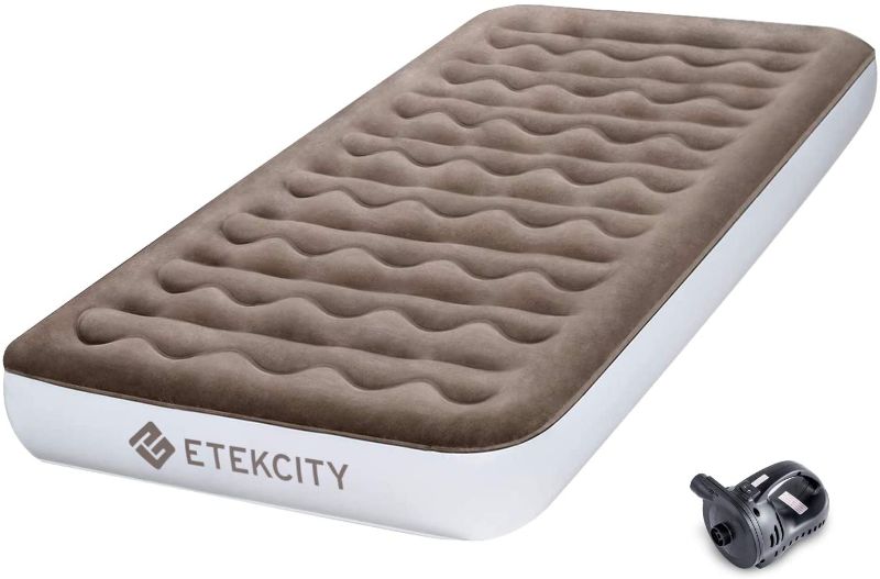 Photo 1 of Etekcity Upgraded Camping Air Mattress, Queen Twin Airbed Height 9", Inflatable Bed Blow Up Mattress Raised Airbed with Rechargeable Pump, 2-Year...
