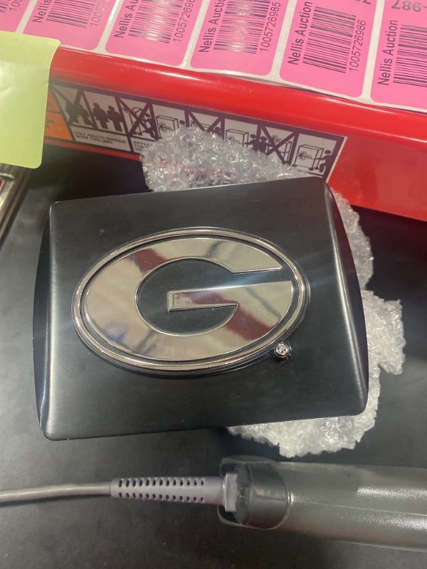 Photo 2 of Elektroplate C210GB1 University of Georgia Bulldogs Black with Chrome G Emblem NCAA College Sports Metal Trailer Hitch 2 Auto Car Truck Receiver Cover