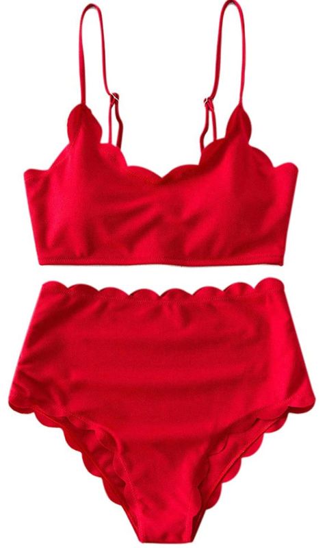 Photo 1 of ZAFUL Womens High Waisted Wide Strap Adjustable Back Laceup Bikini Set Swimsuit size 6