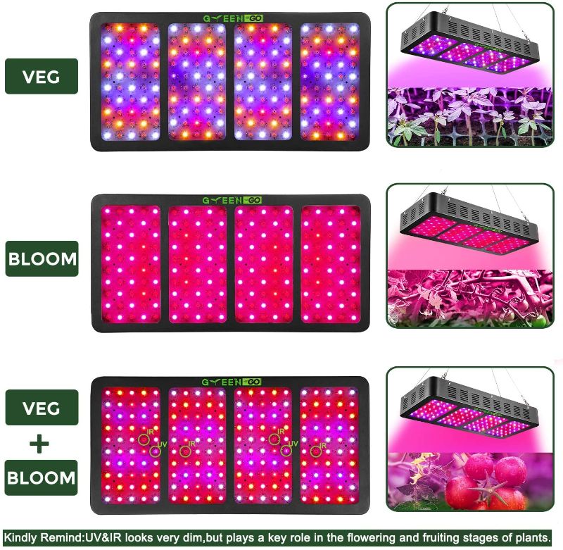 Photo 2 of 2000W LED Grow Light Full Spectrum with Veg&Bloom Switch,GREENGO Triple-Chips LED Grow Lamp with Daisy Chain for Indoor Plants Veg and Flower
