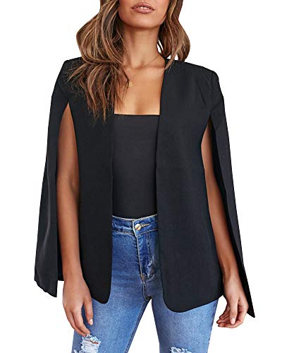 Photo 1 of GAMISOTE Womens Casual Blazer Cape Open Front Split Sleeve Long Cloak Jacket Coat Workwear MEDIUM