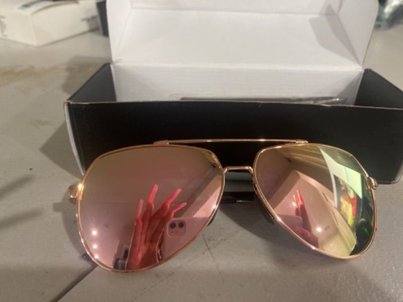 Photo 1 of Oversize Crossbar Metal Slim Arms Teardrop Mirrored Lens Rimless Aviator Sunglasses 65mm