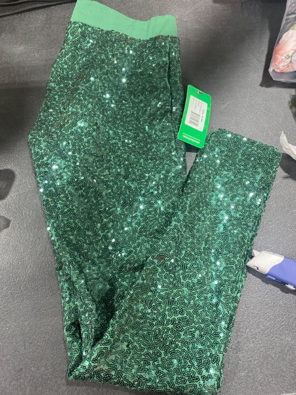 Photo 2 of Dark Green Sequin Leggings, Size S