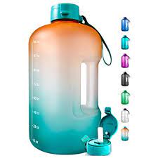 Photo 1 of 1 Gallon Water Bottle With Time Marker Large Water Bottle Gallon Water Bottle Motivational One Gallon Water Bottle With Straw 1 Gallon Water Jug With Time Marker Water Bottle Orange with Light Green
