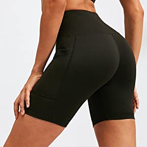 Photo 1 of Aoliks Women's High Waist Yoga Short Side Pocket Workout Tummy Control Bike Shorts Running Exercise Spandex Leggings XXL