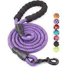 Photo 1 of Taglory Rope Dog Leash 5 FT with Comfortable Padded Handle, Highly Reflective Threads Strong Dog Leash for Medium and Large Dogs, Purple
