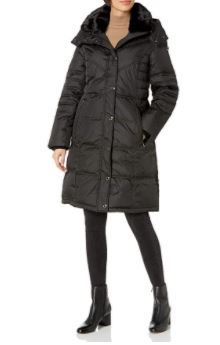 Photo 1 of London Fog Women's Plus-Size Mid Length Down Coat, Black, 2X

