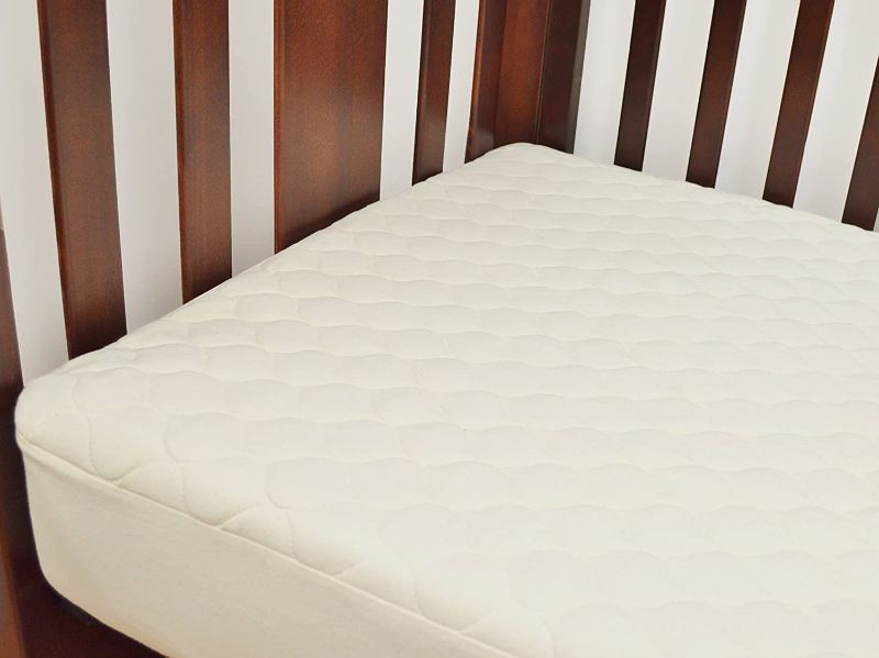 Photo 1 of American Baby Company Waterproof Quilted Crib and Toddler Size Fitted Mattress Cover made with Organic Cotton Top Layer, Natural Color
