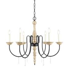 Photo 1 of French Country Chandelier 6-Lights ORB+Oak Wood-Look Farmhouse Oak