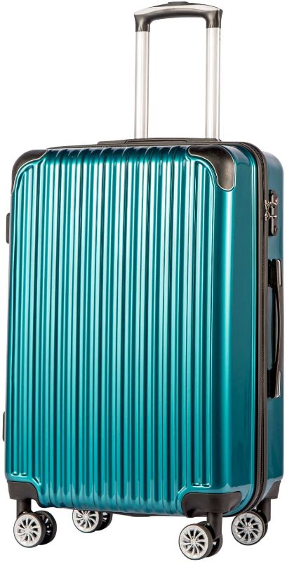 Photo 1 of Coolife Luggage Expandable(only 28") Suitcase PC+ABS Spinner 20in 24in 28in Carry on (green new, S(20in)_carry on)